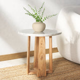 Safavieh Trenton Round Marble Top Accent Table White / Natural Marble / Wood SFV9717A-2BX