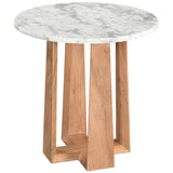 Safavieh Trenton Round Marble Top Accent Table White / Natural Marble / Wood SFV9717A-2BX