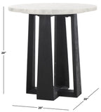 Safavieh Trenton Round Marble Top Accent Table White / Black 20 IN W x 20 IN D x 20 IN H