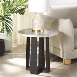 Safavieh Trenton Round Marble Top Accent Table White / Black 20 IN W x 20 IN D x 20 IN H