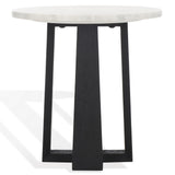 Safavieh Trenton Round Marble Top Accent Table White / Black 20 IN W x 20 IN D x 20 IN H