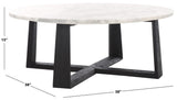 Safavieh Trenton Round Marble Top Coffee Table White / Black 38 IN W x 38 IN D x 15 IN H