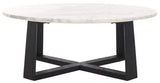 Safavieh Trenton Round Marble Top Coffee Table White / Black 38 IN W x 38 IN D x 15 IN H