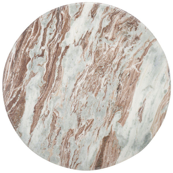 Safavieh Malkin Round Marble Top Coffee Table Brown / Dark Brown 38 IN W x 38 IN D x 15 IN H