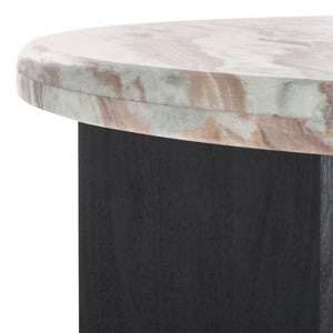 Safavieh Malkin Round Marble Top Coffee Table Brown / Black 38 IN W x 38 IN D x 15 IN H