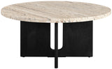 Safavieh Shayna Travertine Coffee Table Travertine / Black 35 IN W x 35 IN D x 16.5 IN H