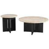 Safavieh Shayna Travertine Accent Table Travertine / Black 20 IN W x 20 IN D x 20 IN H