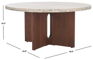 Safavieh Shayna Travertine Coffee Table Travertine / Brown 35 IN W x 35 IN D x 16.5 IN H