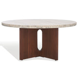 Safavieh Shayna Travertine Coffee Table Travertine / Brown 35 IN W x 35 IN D x 16.5 IN H