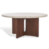 Safavieh Shayna Travertine Coffee Table Travertine / Brown 35 IN W x 35 IN D x 16.5 IN H