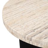 Safavieh Shayna Travertine Accent Table Travertine / Black 20 IN W x 20 IN D x 20 IN H