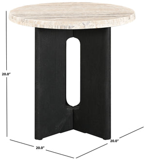 Safavieh Shayna Travertine Accent Table Travertine / Black 20 IN W x 20 IN D x 20 IN H
