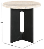 Safavieh Shayna Travertine Accent Table Travertine / Black 20 IN W x 20 IN D x 20 IN H