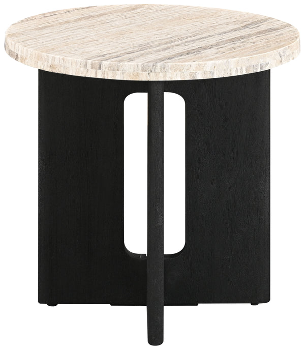 Safavieh Shayna Travertine Accent Table Travertine / Black 20 IN W x 20 IN D x 20 IN H