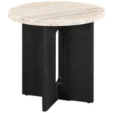 Safavieh Shayna Travertine Accent Table Travertine / Black 20 IN W x 20 IN D x 20 IN H