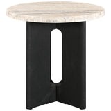 Safavieh Shayna Travertine Accent Table Travertine / Black 20 IN W x 20 IN D x 20 IN H