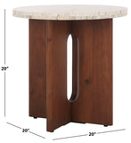 Safavieh Shayna Travertine Accent Table Travertine / Brown 20 IN W x 20 IN D x 20 IN H