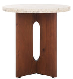 Safavieh Shayna Travertine Accent Table Travertine / Brown 20 IN W x 20 IN D x 20 IN H