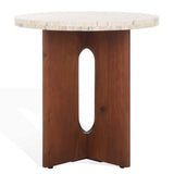 Safavieh Shayna Travertine Accent Table Travertine / Brown 20 IN W x 20 IN D x 20 IN H