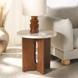 Safavieh Shayna Travertine Accent Table Travertine / Brown 20 IN W x 20 IN D x 20 IN H