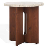 Safavieh Shayna Travertine Accent Table Travertine / Brown 20 IN W x 20 IN D x 20 IN H