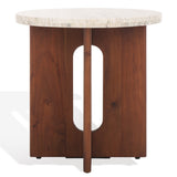 Safavieh Shayna Travertine Accent Table Travertine / Brown 20 IN W x 20 IN D x 20 IN H