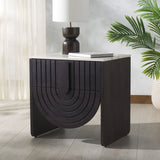 Safavieh Floris Travertine Top Nightstand Black / Travertine SFV9726A