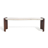 Safavieh Sheyenne Travertine Top Coffee Table Travertine / Dark Brown SFV9728A-2BX