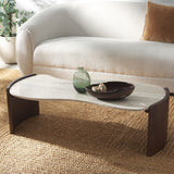 Safavieh Sheyenne Travertine Top Coffee Table Travertine / Dark Brown SFV9728A-2BX