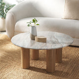 Safavieh Tylee Round Marble Top Coffee Table Brown / Natural SFV9729A-2BX