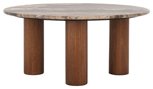 Safavieh Tylee Round Marble Top Coffee Table Dark Brown / Natural SFV9729C-2BX