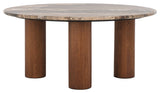 Safavieh Tylee Round Marble Top Coffee Table Dark Brown / Natural SFV9729C-2BX