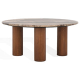 Safavieh Tylee Round Marble Top Coffee Table Dark Brown / Natural SFV9729C-2BX