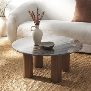 Safavieh Tylee Round Marble Top Coffee Table Dark Brown / Natural SFV9729C-2BX