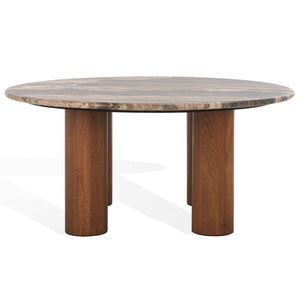 Safavieh Tylee Round Marble Top Coffee Table Dark Brown / Natural SFV9729C-2BX