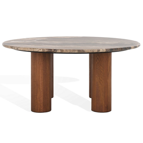 Safavieh Tylee Round Marble Top Coffee Table Dark Brown / Natural SFV9729C-2BX