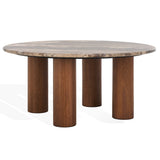 Safavieh Tylee Round Marble Top Coffee Table Dark Brown / Natural SFV9729C-2BX