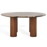 Safavieh Tylee Round Marble Top Coffee Table Dark Brown / Natural SFV9729C-2BX