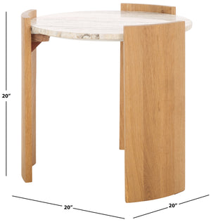 Safavieh Damarcus Elegant Travertine Top Accent Table - Timeless Oak Wood Design For Stylish Home Décor Natural ,Travertine Wood ,Travertine Sfv9730a-2bx
