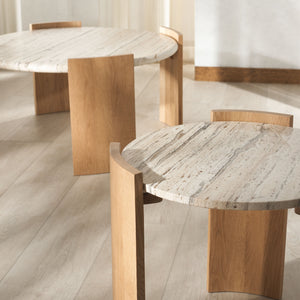 Safavieh Damarcus Elegant Coffee Table With Premium Oak Wood And Stunning Travertine Top For Any Space Natural ,Travertine Wood ,Travertine Sfv9731a-2bx