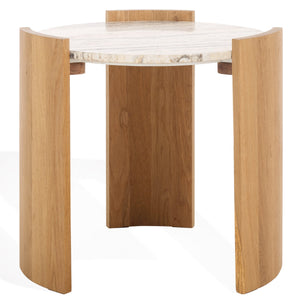 Safavieh Damarcus Elegant Travertine Top Accent Table - Timeless Oak Wood Design For Stylish Home Décor Natural ,Travertine Wood ,Travertine Sfv9730a-2bx