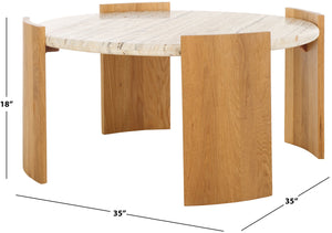 Safavieh Damarcus Elegant Coffee Table With Premium Oak Wood And Stunning Travertine Top For Any Space Natural ,Travertine Wood ,Travertine Sfv9731a-2bx