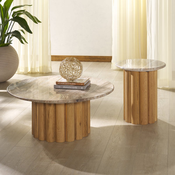 Safavieh Roxiella Marble Top Coffee Table - Elevate Your Living Space With Elegant Design And Durability Brown ,Natural Wood ,Marble Sfv9733a-2bx