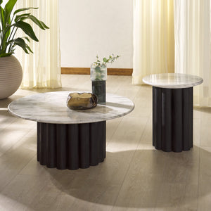 Safavieh Roxiella Marble Top Coffee Table - Elevate Your Living Space With Elegant Design And Durability White ,Black Wood ,Marble Sfv9733b-2bx