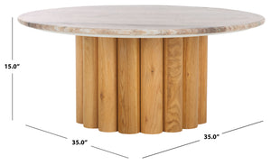 Safavieh Roxiella Marble Top Coffee Table - Elevate Your Living Space With Elegant Design And Durability Brown ,Natural Wood ,Marble Sfv9733a-2bx