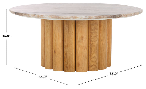 Safavieh Roxiella Marble Top Coffee Table - Elevate Your Living Space With Elegant Design And Durability Brown ,Natural Wood ,Marble Sfv9733a-2bx