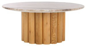 Safavieh Roxiella Marble Top Coffee Table - Elevate Your Living Space With Elegant Design And Durability Brown ,Natural Wood ,Marble Sfv9733a-2bx
