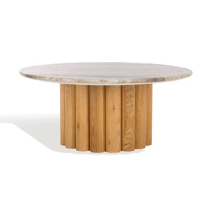 Safavieh Roxiella Marble Top Coffee Table - Elevate Your Living Space With Elegant Design And Durability Brown ,Natural Wood ,Marble Sfv9733a-2bx