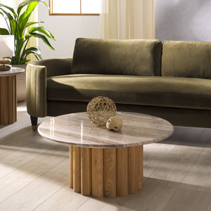 Safavieh Roxiella Marble Top Coffee Table - Elevate Your Living Space With Elegant Design And Durability Brown ,Natural Wood ,Marble Sfv9733a-2bx