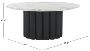 Safavieh Roxiella Marble Top Coffee Table - Elevate Your Living Space With Elegant Design And Durability White ,Black Wood ,Marble Sfv9733b-2bx
